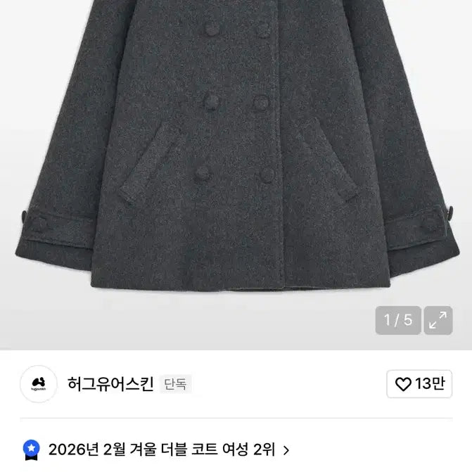 [BUNJANG] Hug Your Skin Charcoal Half Hooded Coat / 허그유어스킨 후드 하프 코트 (차콜)