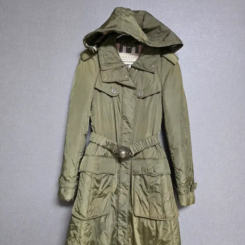 [BUNJANG] Burberry Brit Hooded Parka Coat Khaki / 버버리 브릿 후드 야상 코트 카키
