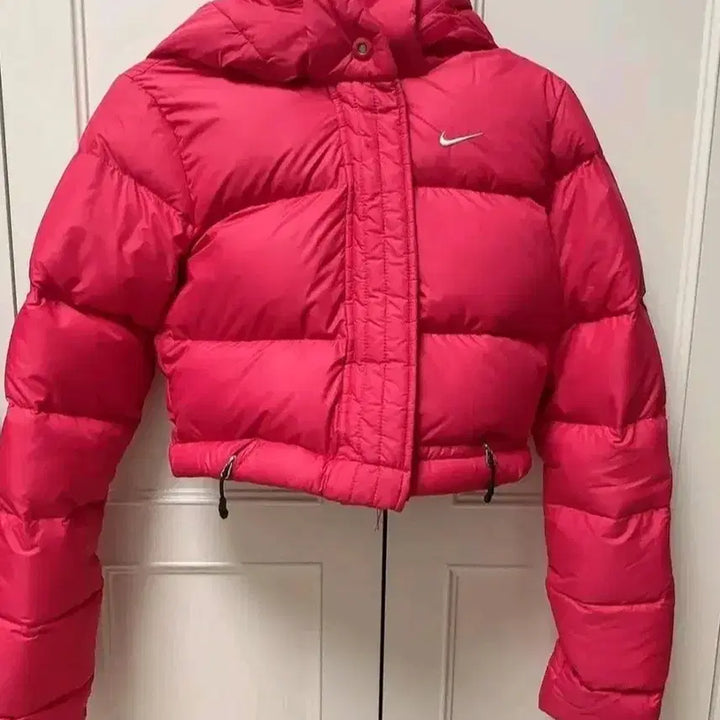 [BUNJANG] Nike Hot Pink Cropped Padded Jumper / 나이키 핫핑크 크롭 패딩 점퍼