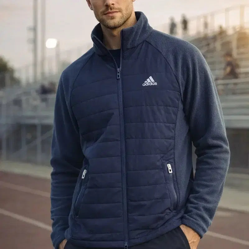 [BUNJANG] Adidas Navy Quilted Fleece Jacket / [아디다스] 네이비 퀼팅 플리스 자켓