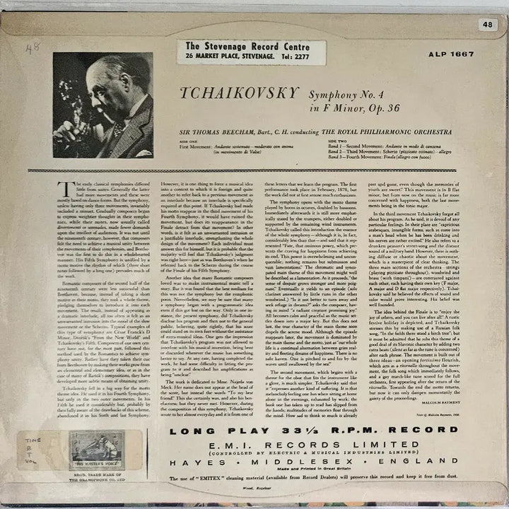[BUNJANG] Thomas Beecham Tchaikovsky Symphony No. 4 LP / LP 토마스 비첨 - 차이콥스키 교향곡 4번 (수입반)