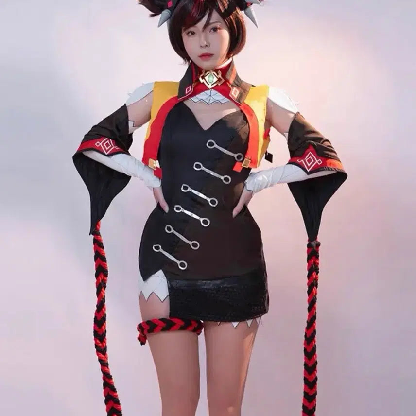 [BUNJANG] Genshin Impact Xinyan Cosplay Costume Set / 원신 신염 코스프레 의상 + 가발