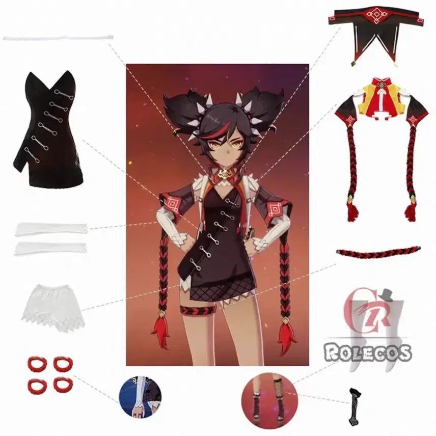 [BUNJANG] Genshin Impact Xinyan Cosplay Costume Set / 원신 신염 코스프레 의상 + 가발