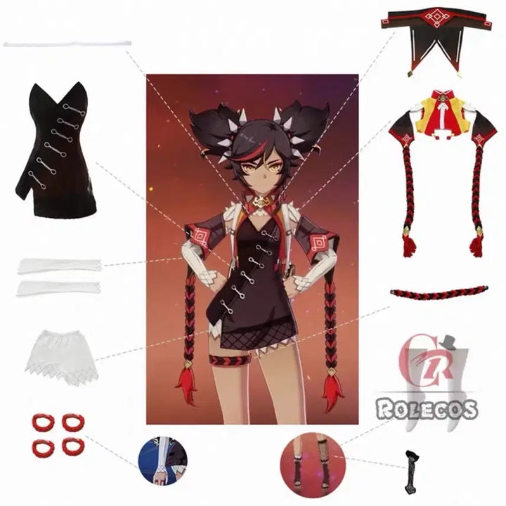 [BUNJANG] Genshin Impact Xinyan Cosplay Costume Set / 원신 신염 코스프레 의상 + 가발