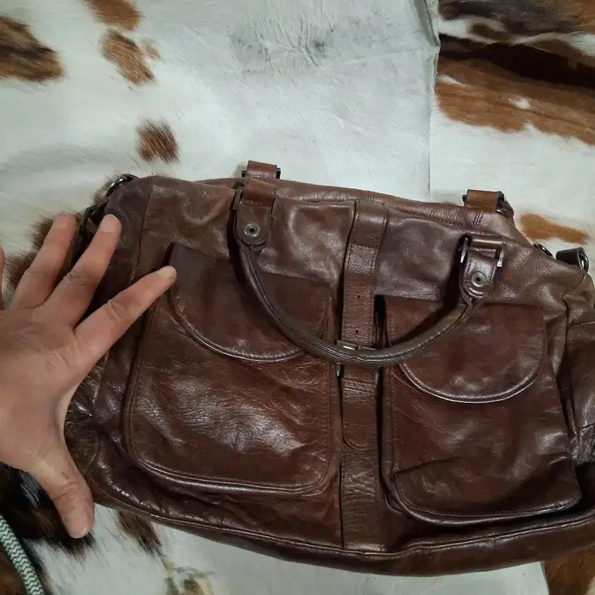 [BUNJANG] Vintage Brown Leather Tote Bag / 빈티지 브라운 가죽 토트백