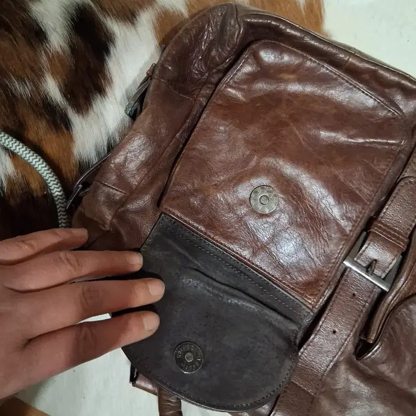 [BUNJANG] Vintage Brown Leather Tote Bag / 빈티지 브라운 가죽 토트백