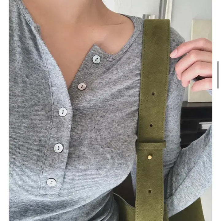 [BUNJANG] Wont Body Wool Button Tee Gray / 원로그 wont 바디 울 버튼 티 그레이 새상품