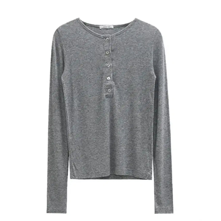[BUNJANG] Wont Body Wool Button Tee Gray / 원로그 wont 바디 울 버튼 티 그레이 새상품