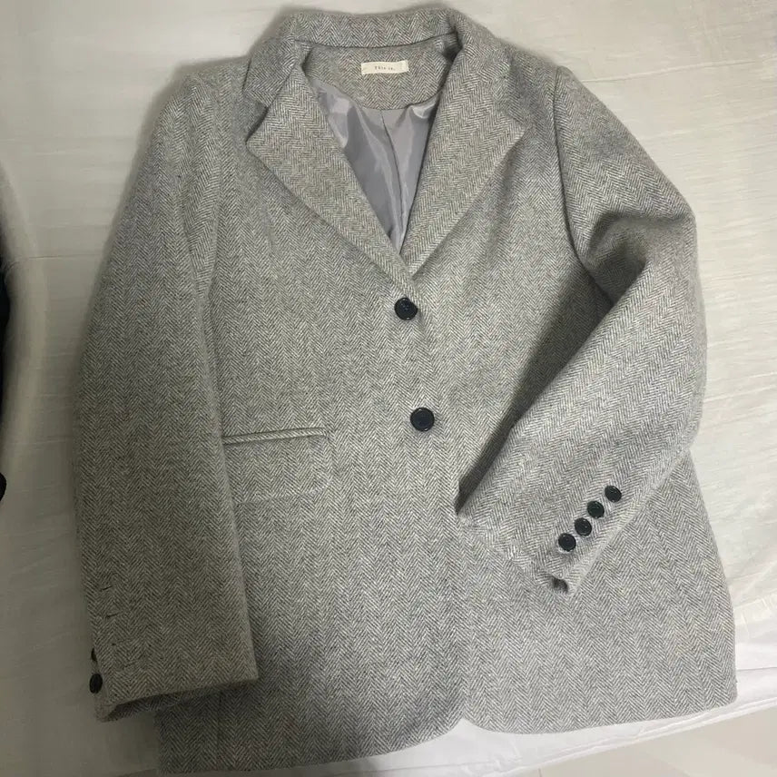 [BUNJANG] Thisis Herringbone Wool Jacket Coat - Gray / 어베인 Thisis 디스이즈 도매택 헤링본 울 자켓 코트 / 그레이