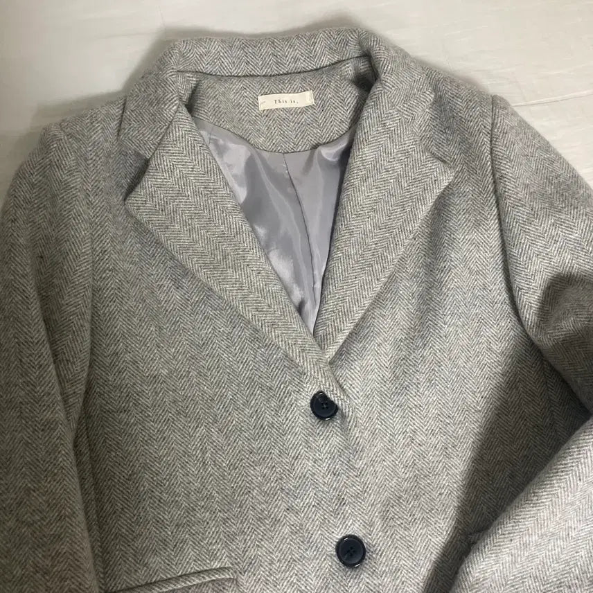 [BUNJANG] Thisis Herringbone Wool Jacket Coat - Gray / 어베인 Thisis 디스이즈 도매택 헤링본 울 자켓 코트 / 그레이