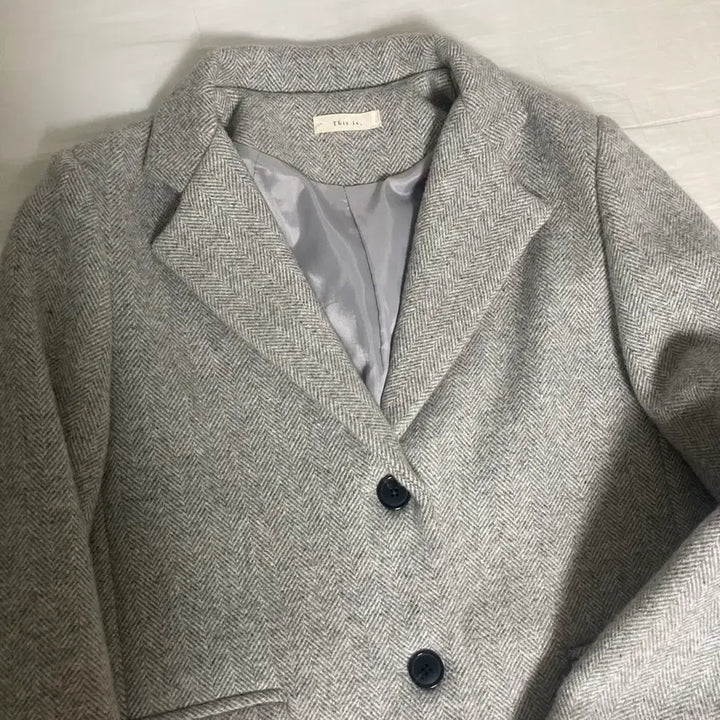 [BUNJANG] Thisis Herringbone Wool Jacket Coat - Gray / 어베인 Thisis 디스이즈 도매택 헤링본 울 자켓 코트 / 그레이