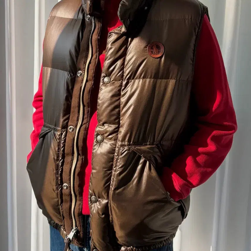 [BUNJANG] Polo Ralph Lauren Leather Pony Two-Way Puffer Vest / [L]폴로 랄프로렌 레더 포니 투웨이 푸퍼 패딩 베스트