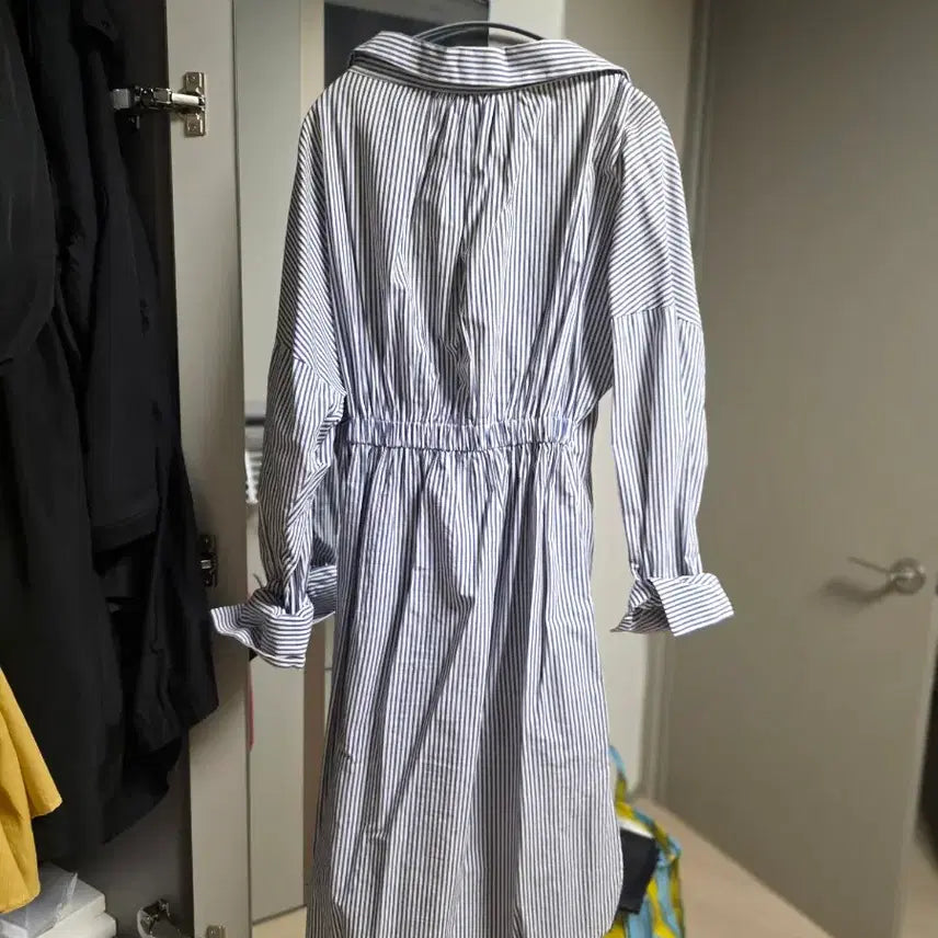 [BUNJANG] Striped Shirt Dress Long Sleeve / 스트라이프 셔츠 원피스 긴팔