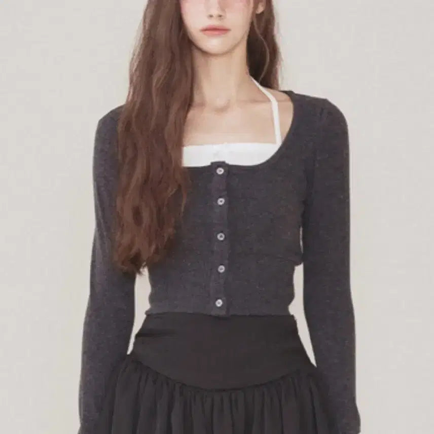 [BUNJANG] Not Your Rose Luna Cardigan Set Charcoal / 낫유어로즈 루나 가디건 세트 차콜 실착1회