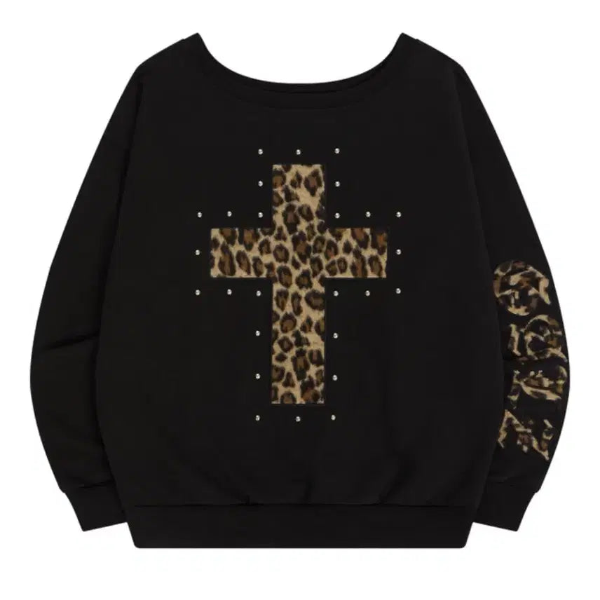 [BUNJANG] Youths in Your Eyes Leopard One Shoulder Sweatshirt / 유스이즈유어스 레오파드 원숄더 맨투맨