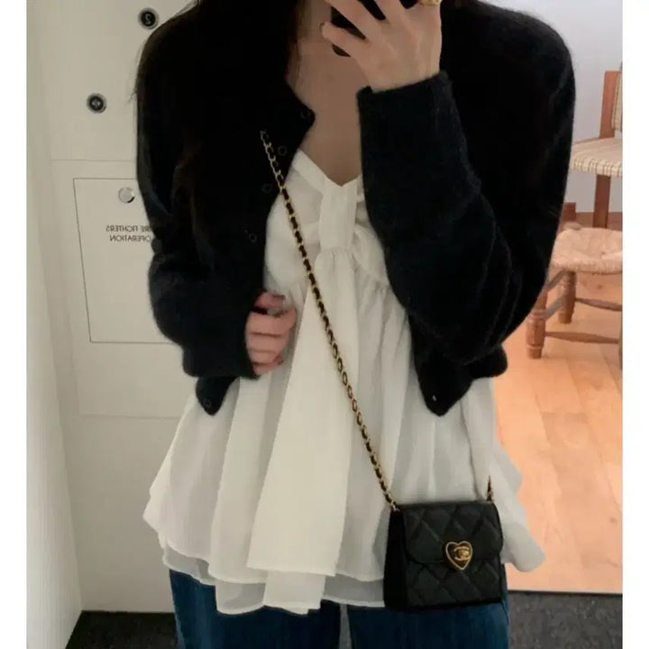 [BUNJANG] Comehere Dear Ribbon Tank Top - White / 컴히얼 디어 리본 나시 화이트 새상품