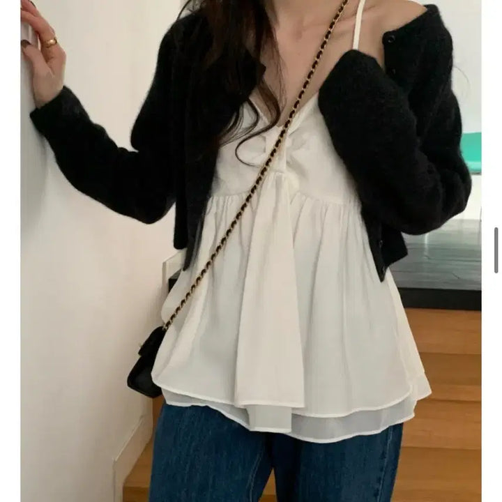 [BUNJANG] Comehere Dear Ribbon Tank Top - White / 컴히얼 디어 리본 나시 화이트 새상품