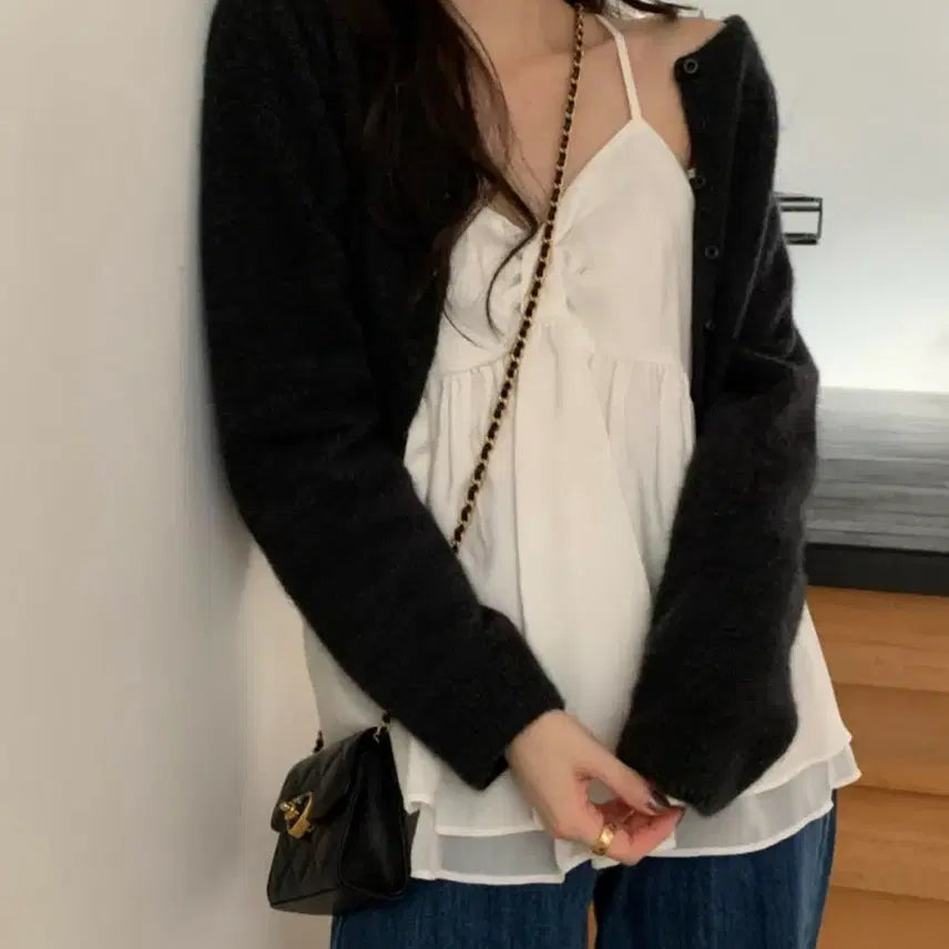 [BUNJANG] Comehere Dear Ribbon Tank Top - White / 컴히얼 디어 리본 나시 화이트 새상품