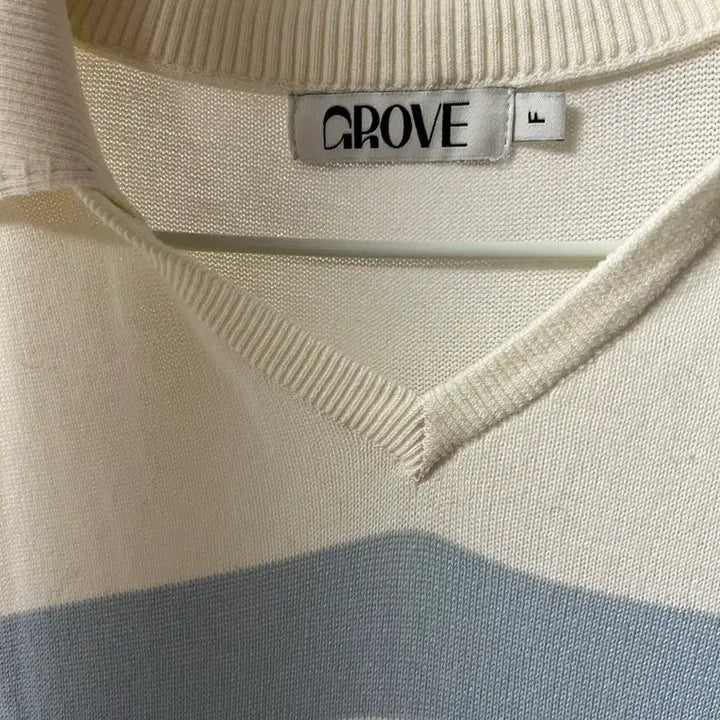 [BUNJANG] Grovestore Striped Collar Short Sleeve T-shirt / 그로브스토어 스트라이프 카라 반팔티셔츠