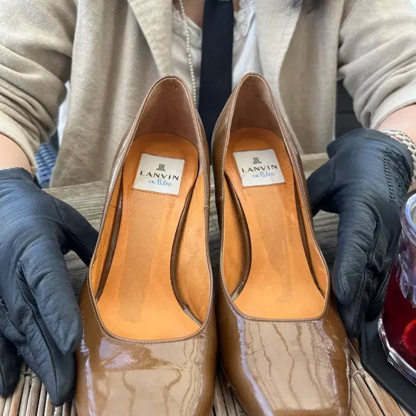 [BUNJANG] Lanvin Enamel Embossed Heel Pointed Heels 240 / 랑방 에나멜 뒷굽엠보포인트 구두 240