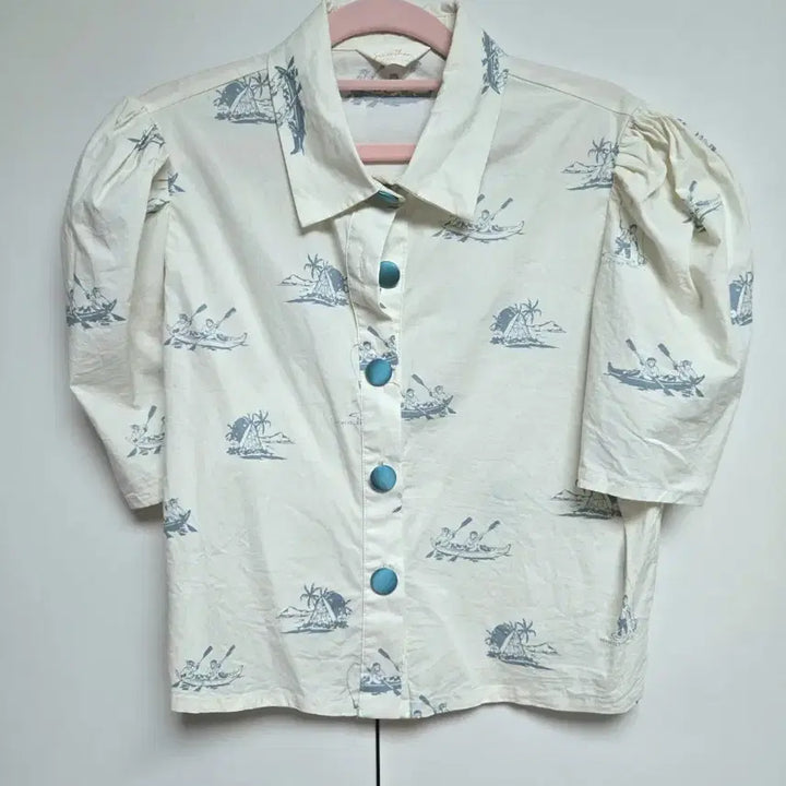 [BUNJANG] Sindeun Ivory Monkey Crop Blouse Shirt S / 신스덴 아이보리 몽키크롭 블라우스 셔츠 S