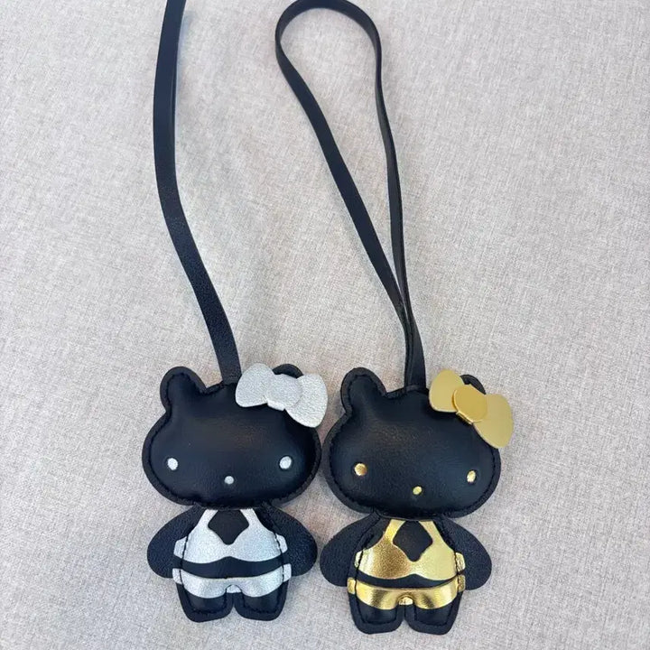[BUNJANG] Luxury Black Kitty Bag Charm Keyring / 럭셔리 블랙 키티 가방 참 키링 골드 실버 새상품