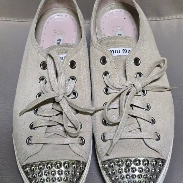 [BUNJANG] Miu Miu Studded Suede Sneakers / 미우미우 스터드 스웨이드 스니커즈