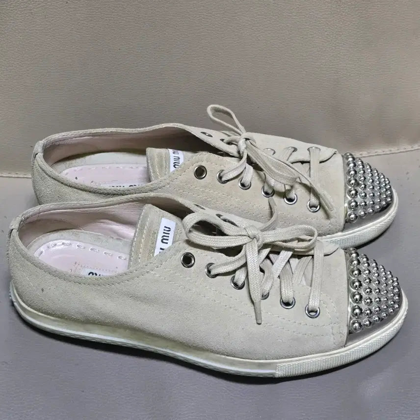[BUNJANG] Miu Miu Studded Suede Sneakers / 미우미우 스터드 스웨이드 스니커즈