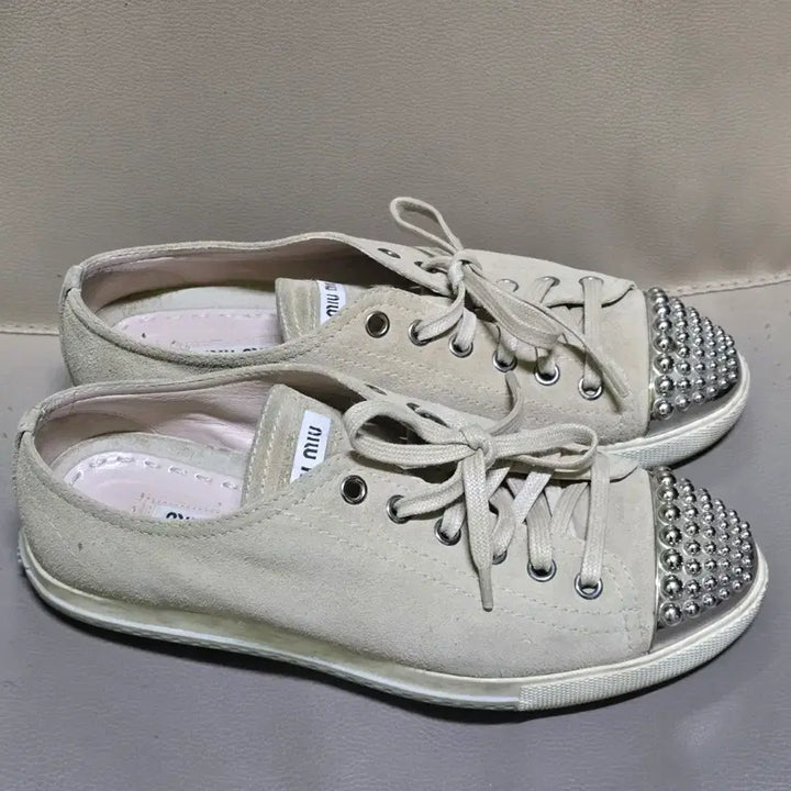 [BUNJANG] Miu Miu Studded Suede Sneakers / 미우미우 스터드 스웨이드 스니커즈