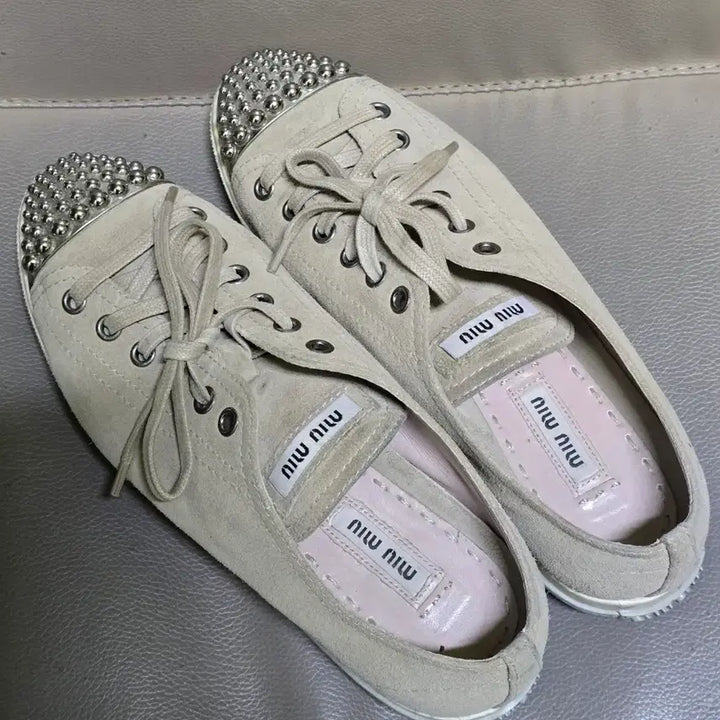 [BUNJANG] Miu Miu Studded Suede Sneakers / 미우미우 스터드 스웨이드 스니커즈