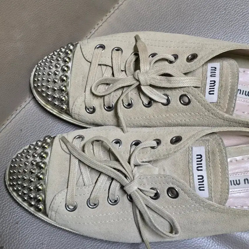 [BUNJANG] Miu Miu Studded Suede Sneakers / 미우미우 스터드 스웨이드 스니커즈