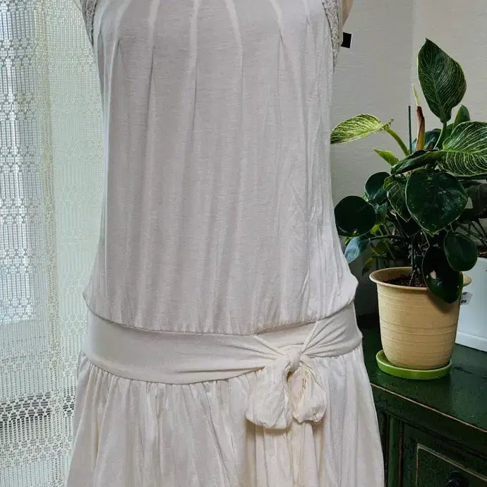 [BUNJANG] Ivory Lace Trim Cotton Dress / 나시 면 원피스