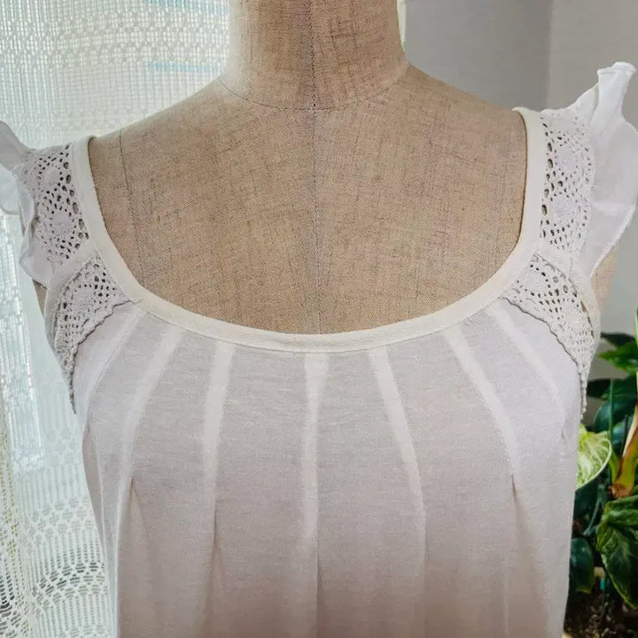 [BUNJANG] Ivory Lace Trim Cotton Dress / 나시 면 원피스