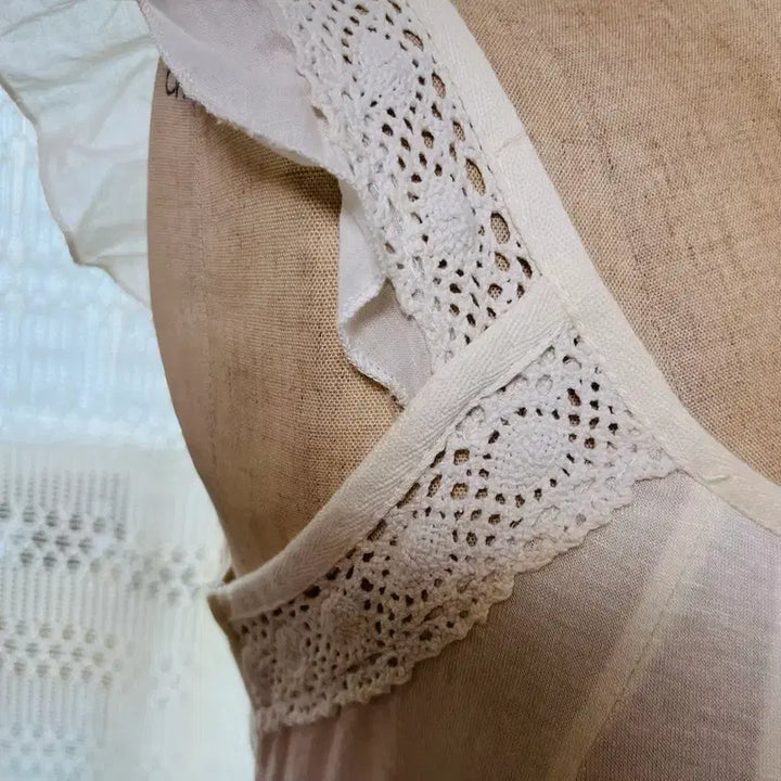 [BUNJANG] Ivory Lace Trim Cotton Dress / 나시 면 원피스