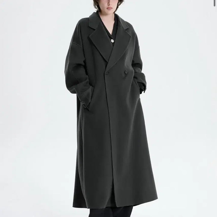 [BUNJANG] Trimming Bird Wide Long Coat Dark Gray / 트리밍버드 와이드 롱코트 다크그레이
