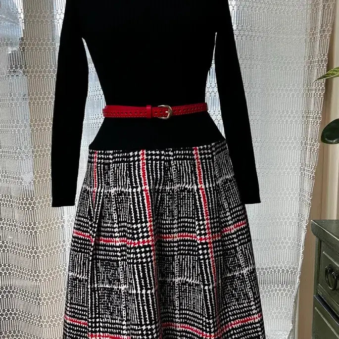 [BUNJANG] Natsang Checkered Knit Dress / 나트상의체크원피스