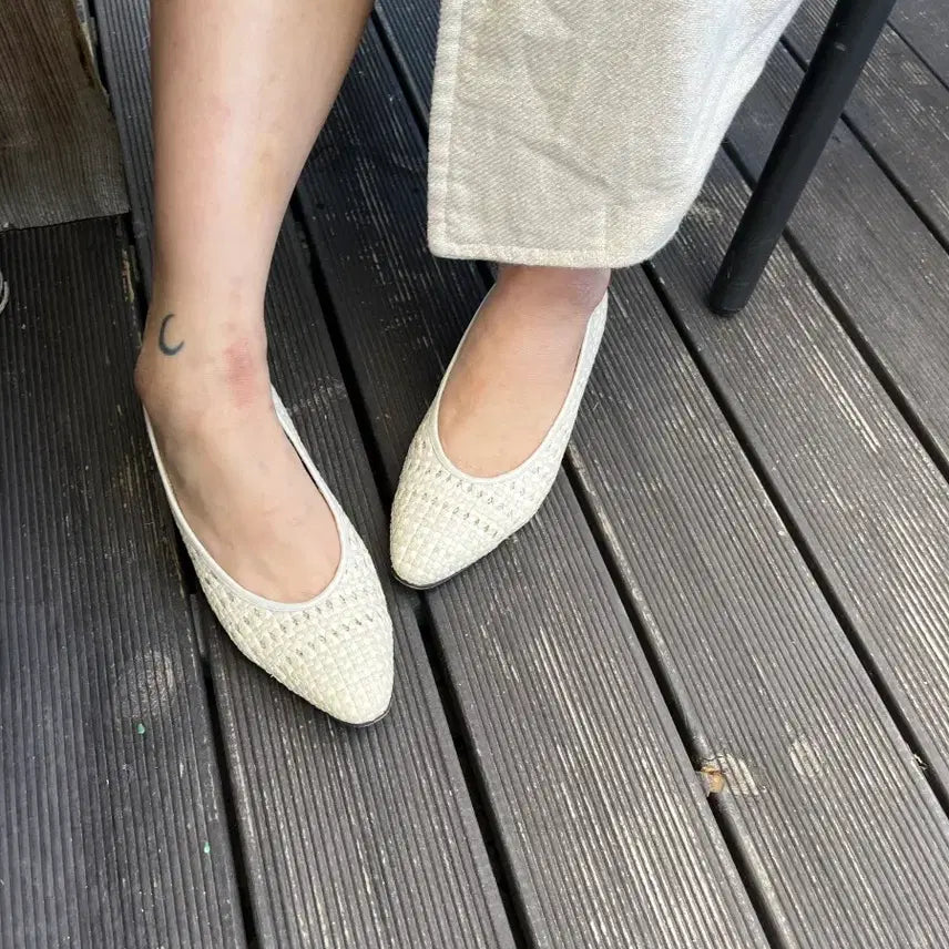 [BUNJANG] Ivory Weaving Japanese Handmade Leather Shoes 235 / 아이보리 위빙 일본수제 가죽구두 235