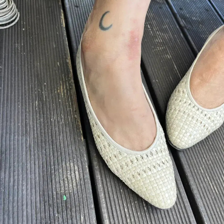 [BUNJANG] Ivory Weaving Japanese Handmade Leather Shoes 235 / 아이보리 위빙 일본수제 가죽구두 235