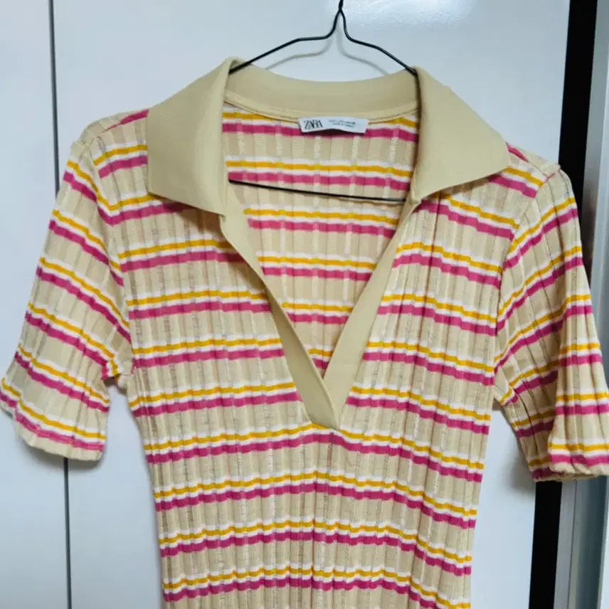 [BUNJANG] ZARA Striped Knit Collar Long Dress / 자라 스트라이프 카라 니트 원피스 새상품