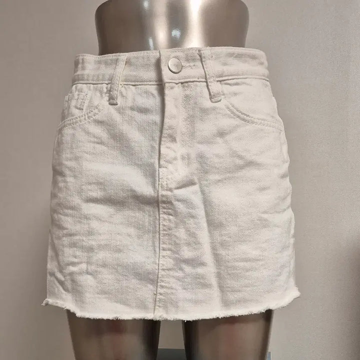 [BUNJANG] White Denim Mini Skirt S / 화이트 데님 미니 스커트 S