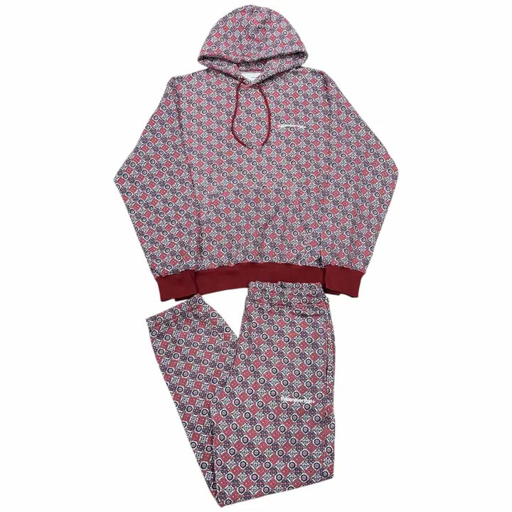 [BUNJANG] thisisneverthat Tile Pattern Fleece Sweat Set Burgundy XL / 디스이즈네버댓 타일 패턴 기모 스웻 셋업 세트 버건디 XL