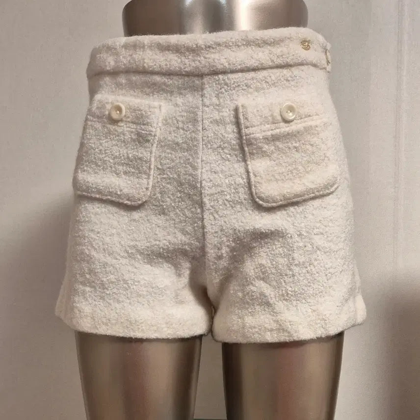 [BUNJANG] White Tweed Shorts S / 화이트 트위드 반바지 S