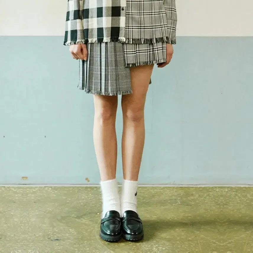 [BUNJANG] EYE EYE Check Mix Pleats Skirt / 아이아이 체크 믹스 플리츠 스커트 치마 S