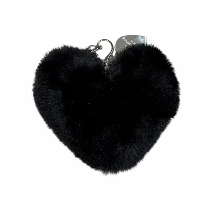 [BUNJANG] Double Lovers Heart Love Fur Keyring / 더블러버스 하트 러브 퍼 키링 블랙