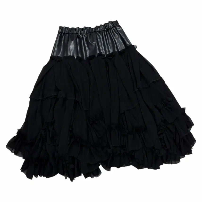 [BUNJANG] Comme des Garcons Ruffle Satin Long Skirt XS / 2024 꼼데가르송 러플 새틴 캉캉 롱스커트 치마 블랙 XS