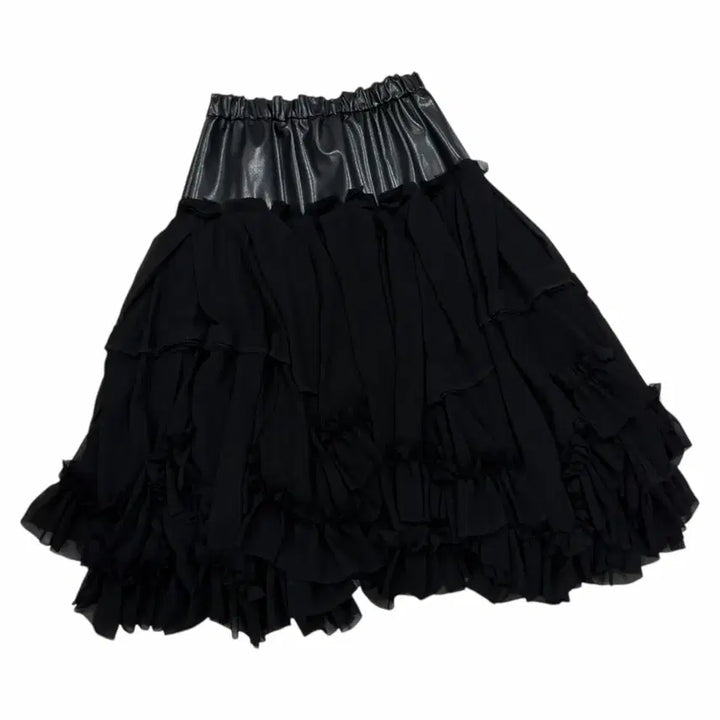 [BUNJANG] Comme des Garcons Ruffle Satin Long Skirt XS / 2024 꼼데가르송 러플 새틴 캉캉 롱스커트 치마 블랙 XS