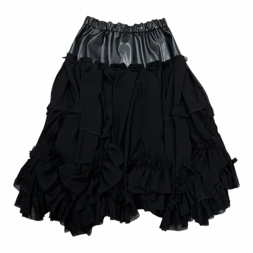 [BUNJANG] Comme des Garcons Ruffle Satin Long Skirt XS / 2024 꼼데가르송 러플 새틴 캉캉 롱스커트 치마 블랙 XS