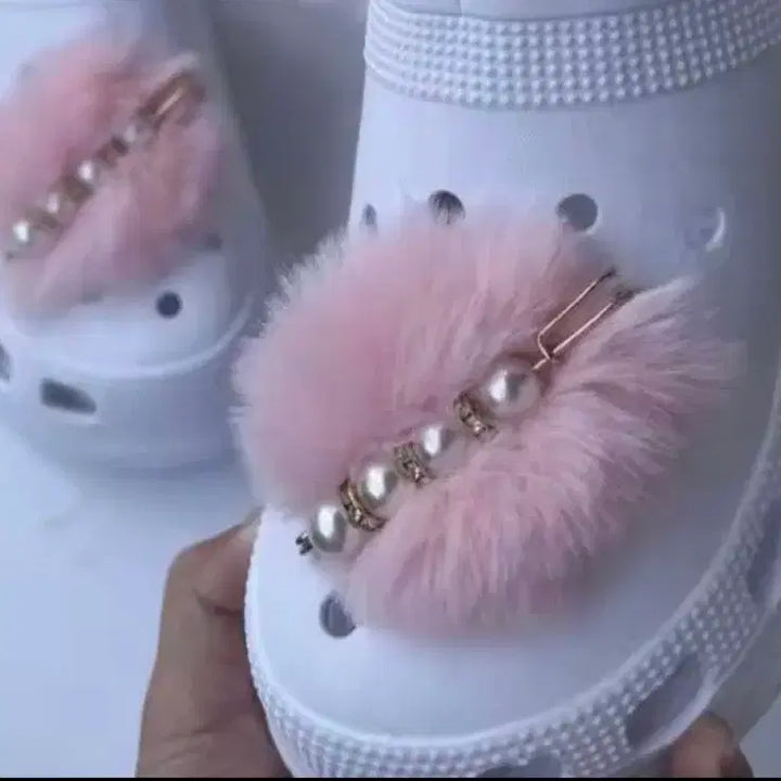 [BUNJANG] Crocs Pink Pom-pom Decoration / 크록스 핑크 폼폼 장식 2개