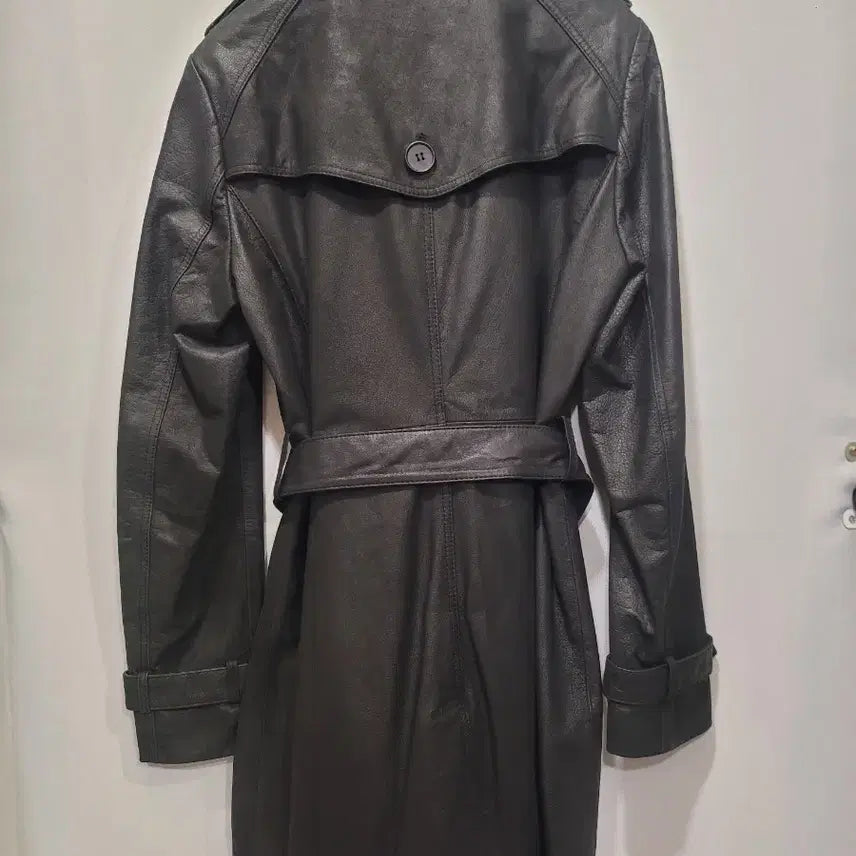 [BUNJANG] City Gee Black Leather Trench Coat (Size 55) / City Gee 블랙 가죽 트렌치 코트55사이즈