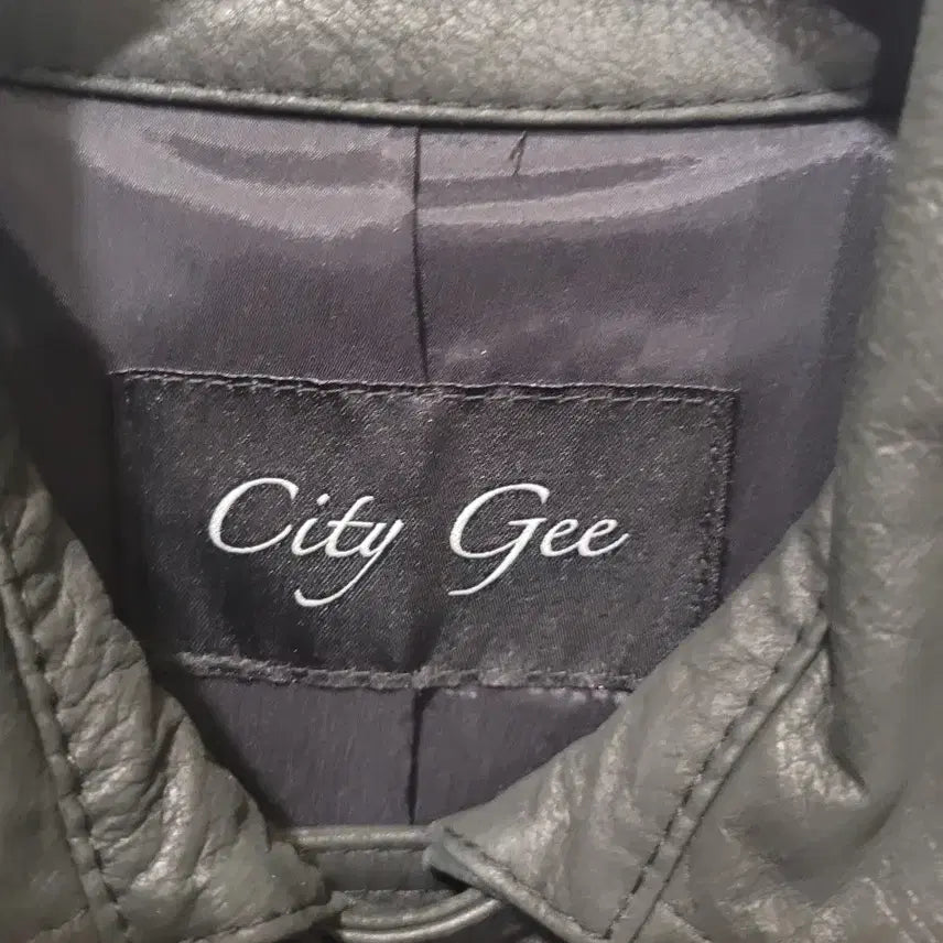 [BUNJANG] City Gee Black Leather Trench Coat (Size 55) / City Gee 블랙 가죽 트렌치 코트55사이즈
